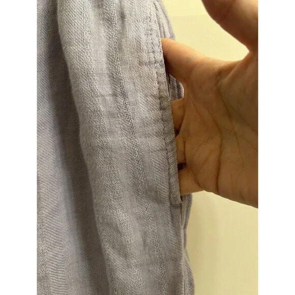Free People Only Over You 100% Linen Paper-Bag Pants Elastic Waist Lavender Sz M - Picture 6 of 10